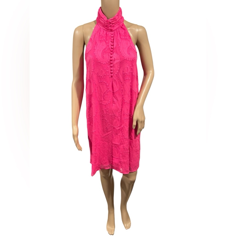 Lilly Pulitzer Kristine Halter Dress Pink Tango Tangerine Dream Jacquard size XS